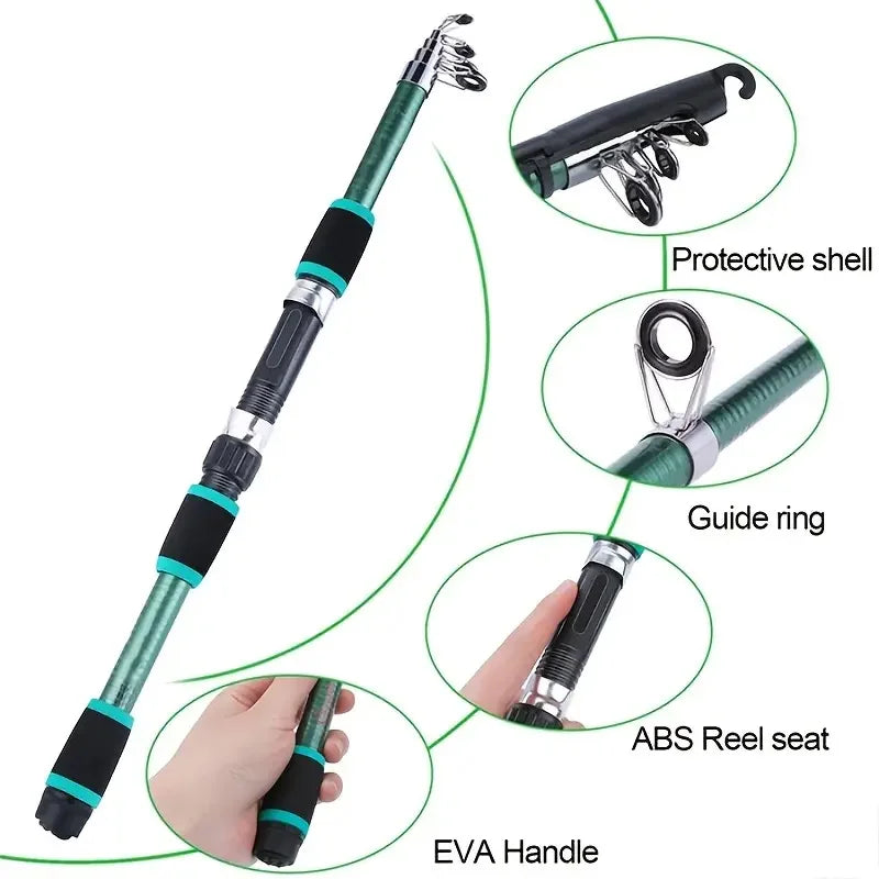 Kit de Pesca Telescópico con Reel y Accesorios 1.8 m