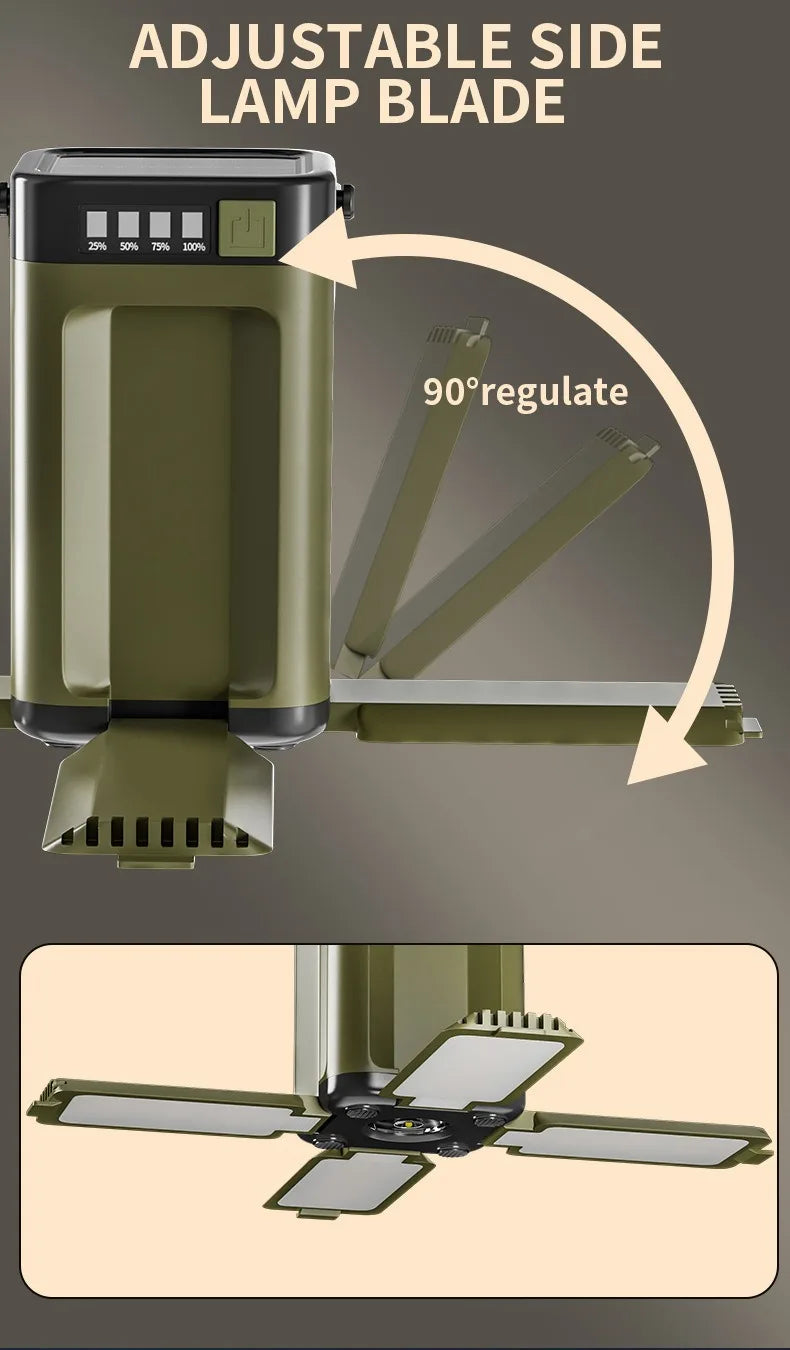 Linterna Solar Plegable 4 Paneles — Autonomía Multinoche