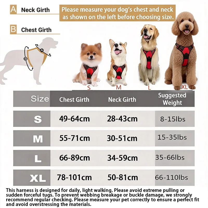 Arnés Antipull Reflectante para Perros Medianos y Grandes