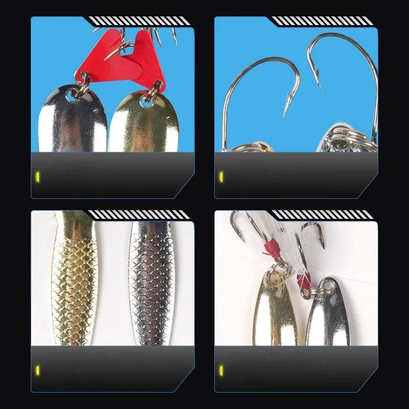 Kit de Señuelos Metálicos para Pesca 16 piezas con Estuche