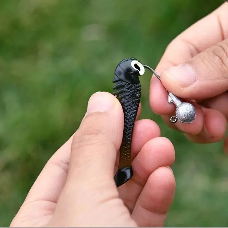 Kit de 40 señuelos blandos de pesca 5cm 3.5g con cabeza jig y caja organizadora