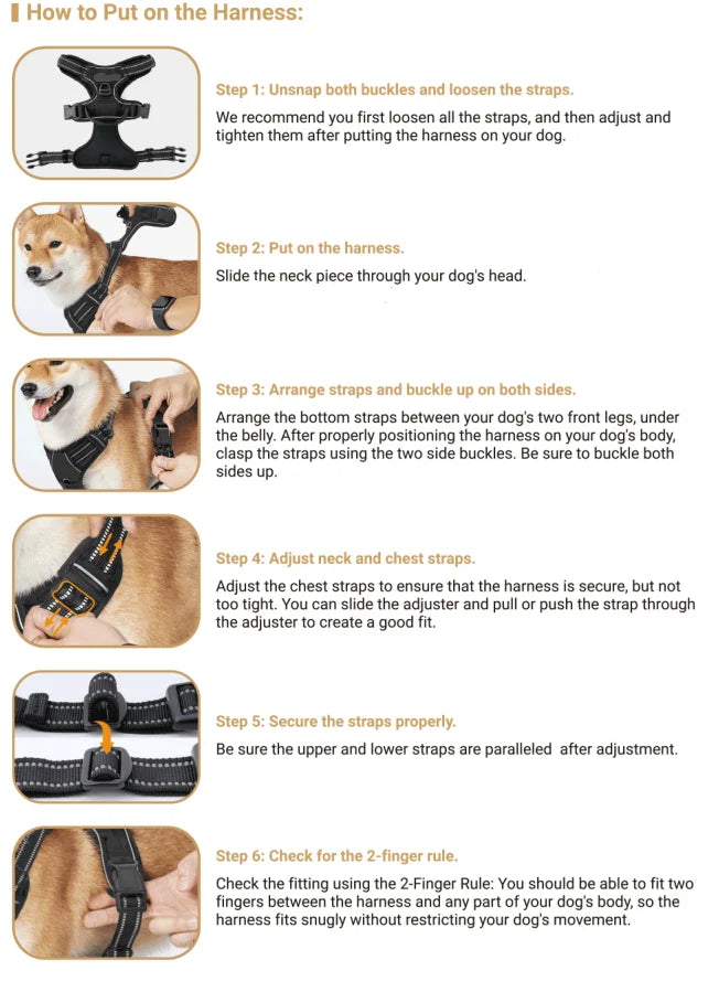 Arnés Antipull Reflectante para Perros Medianos y Grandes