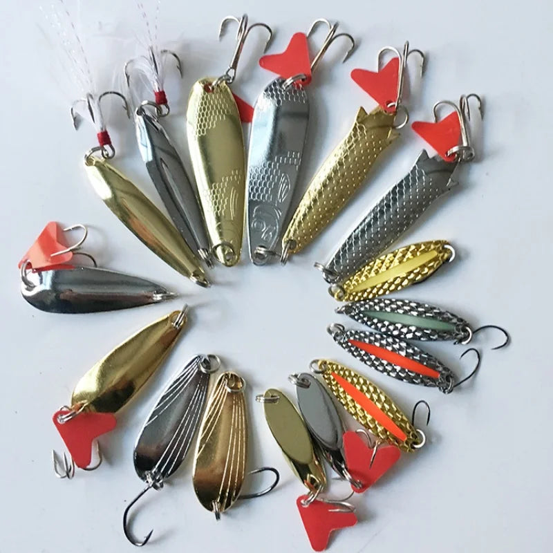 Kit de Señuelos Metálicos para Pesca 16 piezas con Estuche