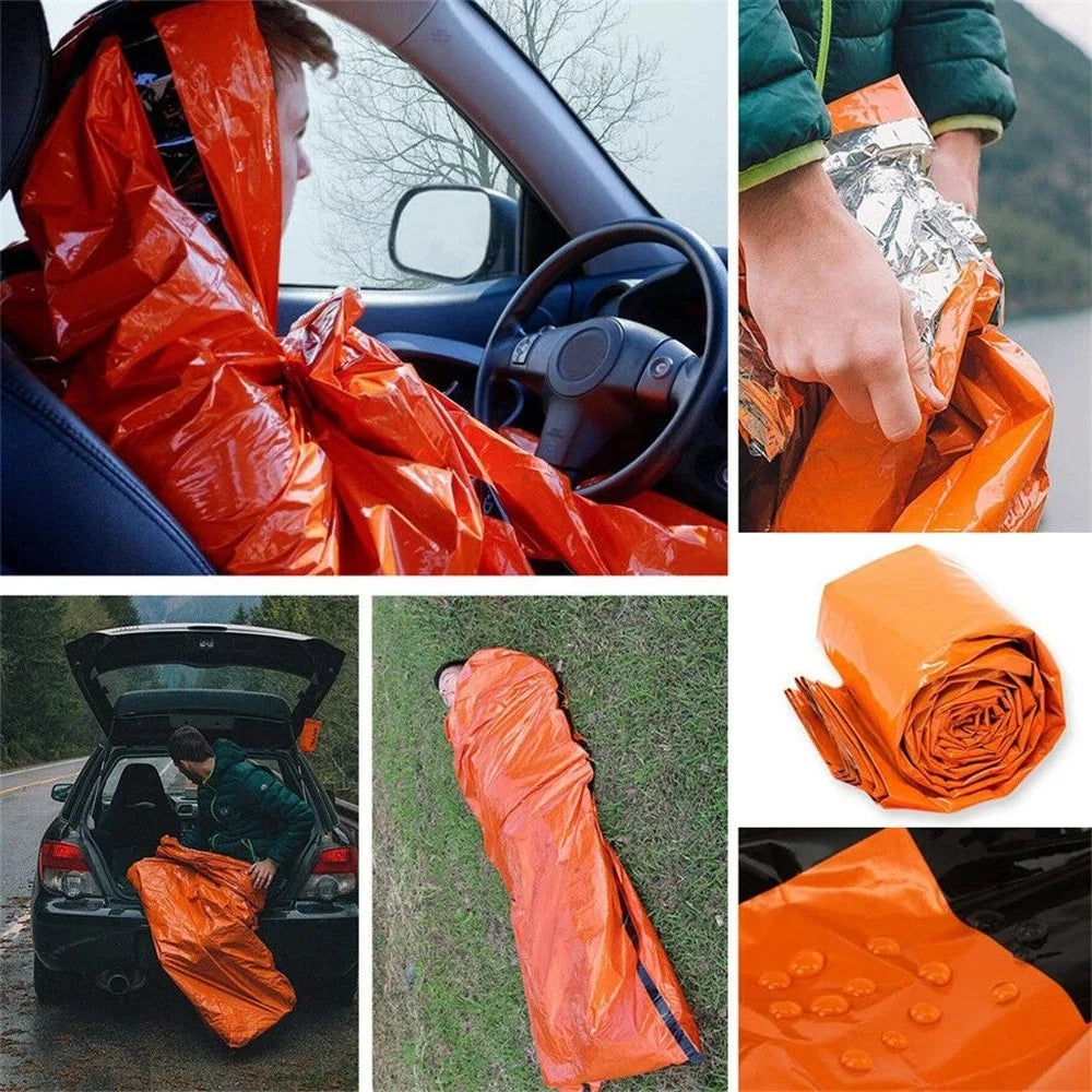 Bolsa de Supervivencia de Emergencia Mylar – Saco Térmico Impermeable para Camping, Trekking y Rescate