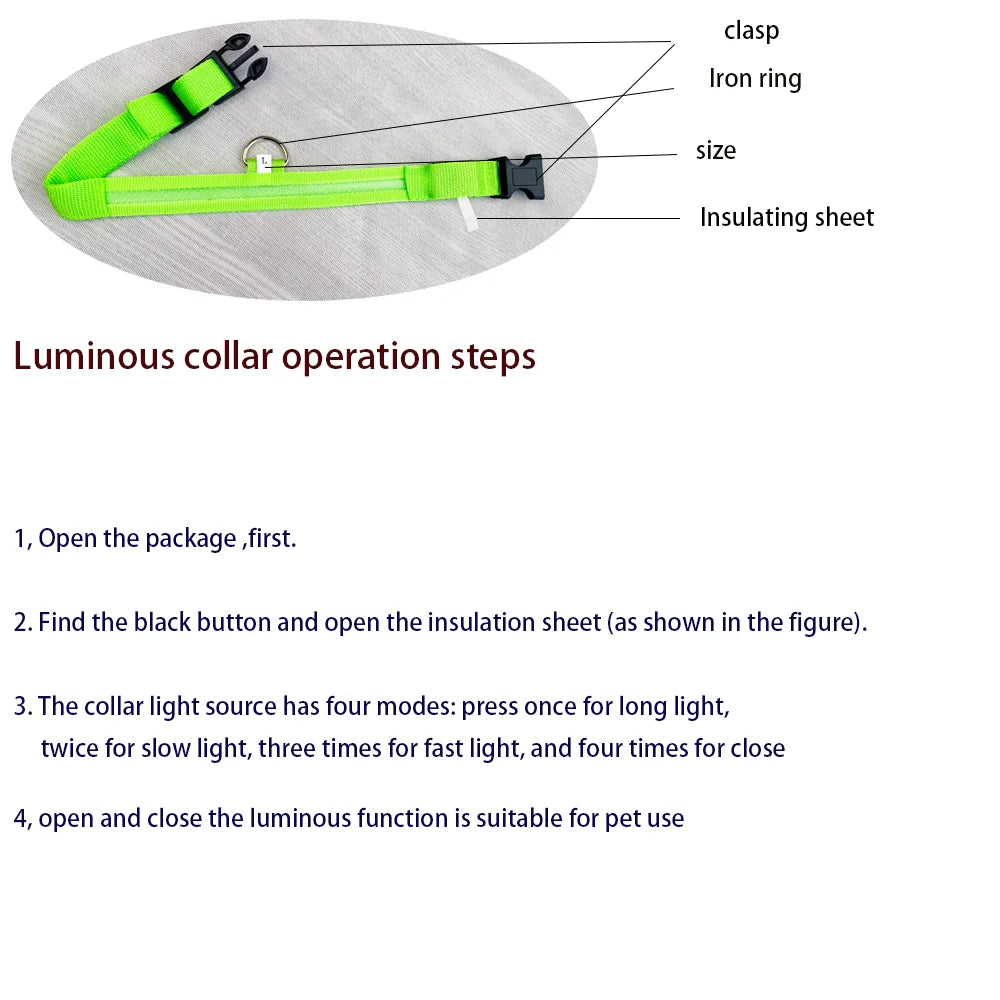 Correa LED Luminosa para Perro con Collar de Seguridad Nocturna