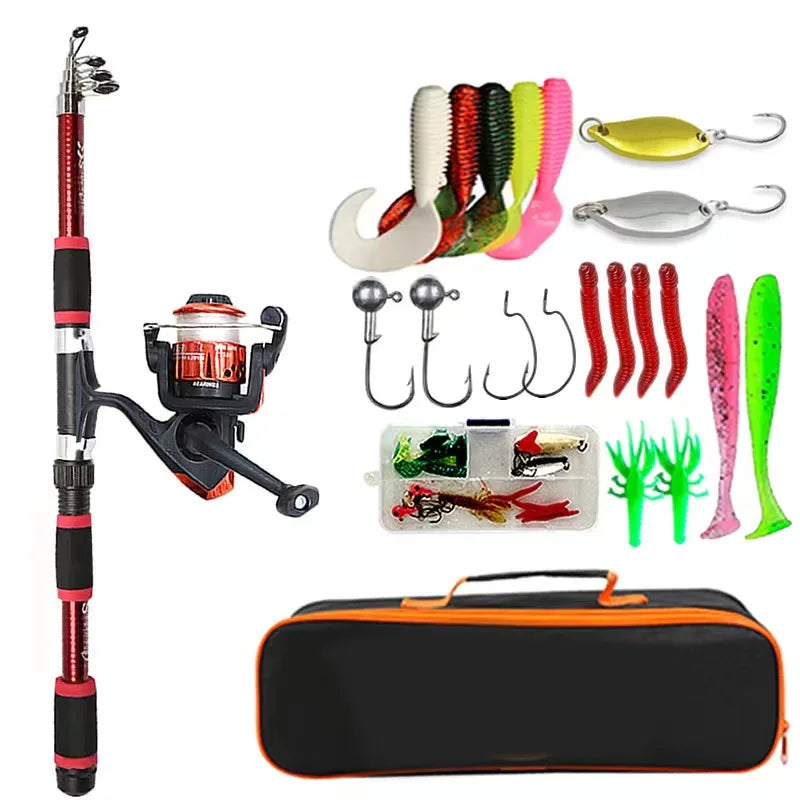 Kit de Pesca Telescópico con Reel y Accesorios 1.8 m