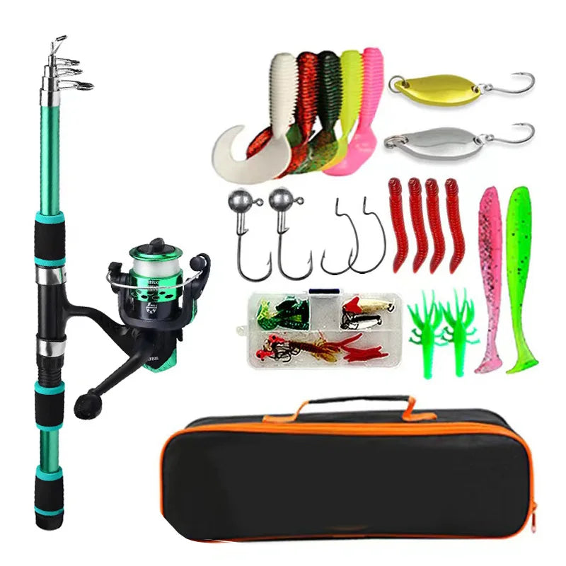 Kit de Pesca Telescópico con Reel y Accesorios 1.8 m