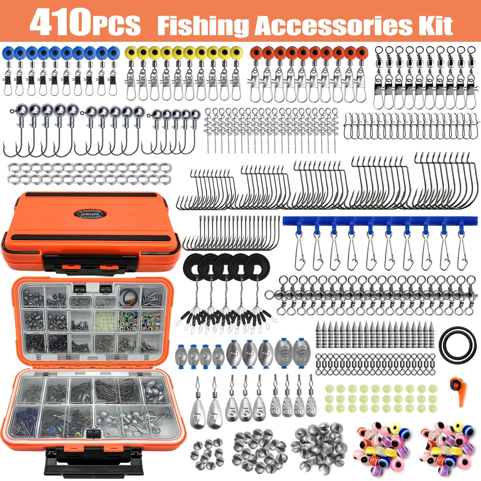 Kit de Pesca Completo 410 piezas con Caja Organizadora