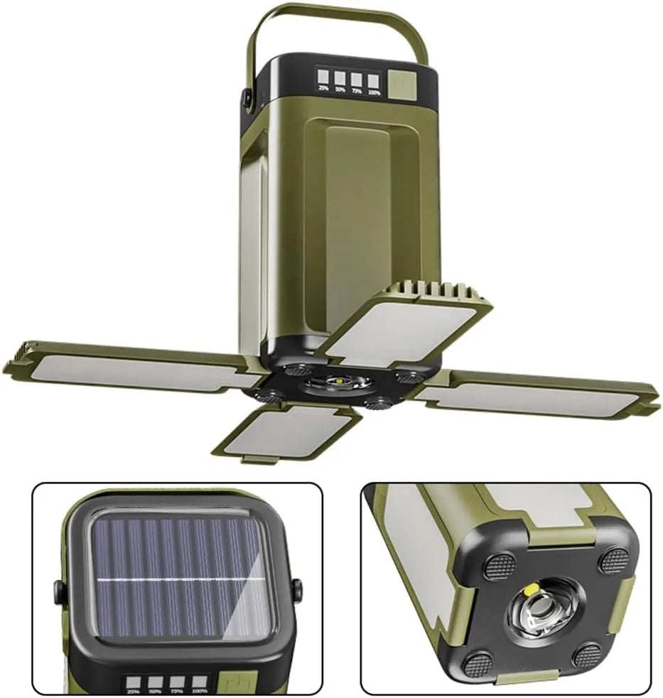 Linterna Solar Plegable 4 Paneles — Autonomía Multinoche