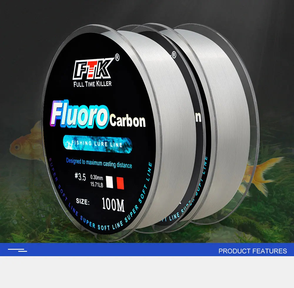 Línea de Pesca Monofilamento con Recubrimiento Fluorocarbono 100m