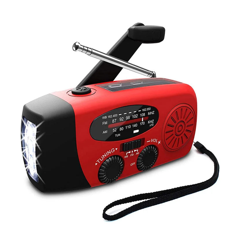Radio de Emergencia Solar y Manivela con Linterna LED